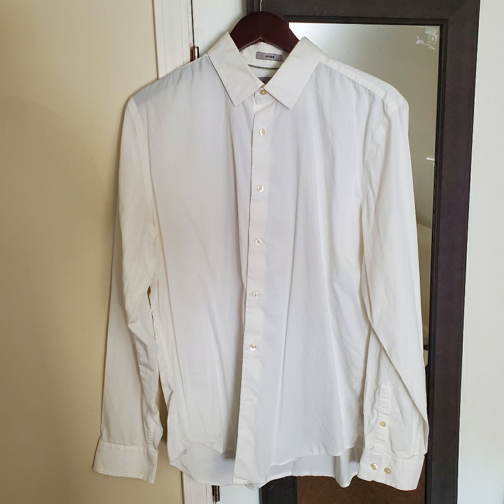 Express White Fitted 1MX Dress Shirt